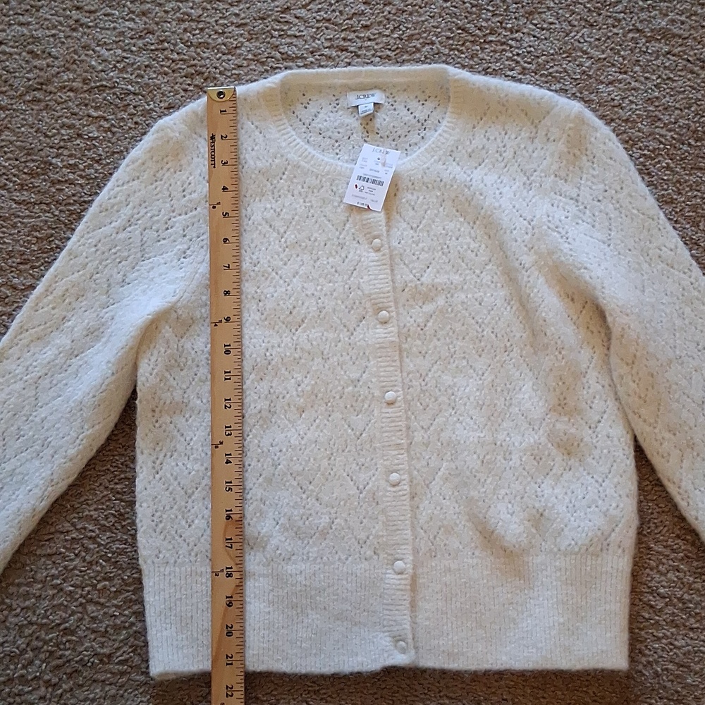 J. Crew Cream Open-Knit Cardigan Sweater - Picture 8 of 9